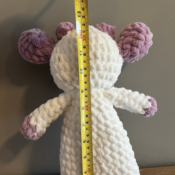 Handmade Crochet Stuffed Animal Cow Homemade Craft Baby Toy Collectible Gift - Picture 10 of 11